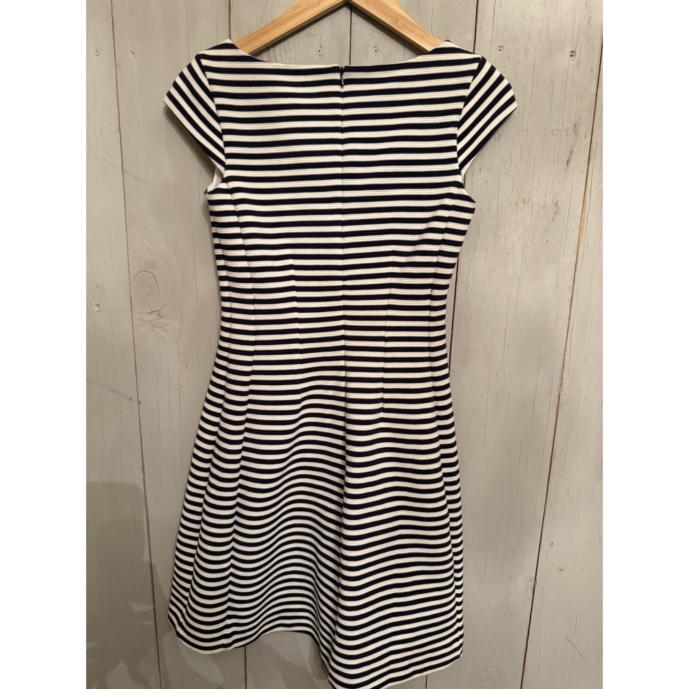 Lilly Pulitzer Dress Briella Navy White Stripe Cap Sleeve Zip Back A‎ Line XS - Picture 9 of 11